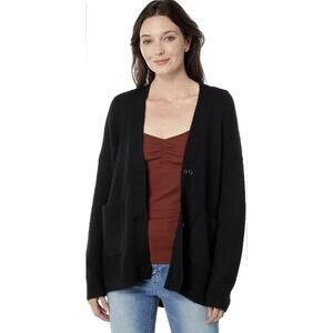 Madewell Size Xs Allston Alpaca Wool Blend Black Double Button Cardigan Sweater